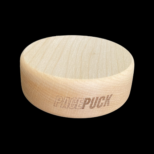 Pace Puck with players last name and jersey number on the back